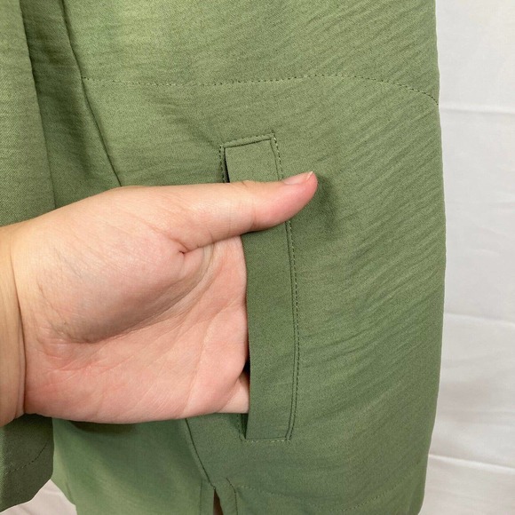 Linea By Louis Dell'Olio Shirt Womens Sz XS‎ Olive Knit Pocket Button Up Blouse - Picture 3 of 11